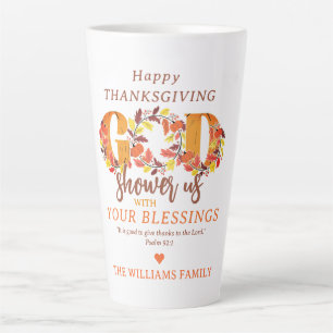 Taza De Café Latte Día de Acción de Gracias Cristiano Religioso Fe Ci