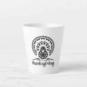 Taza De Café Latte Día de Acción de Gracias Mandala Turkey Boho Arte 