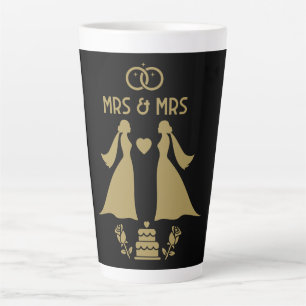 Taza De Café Latte Día de la boda de Chicas homosexuales