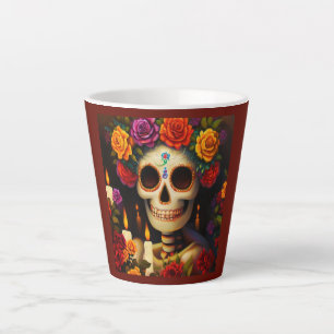 Taza De Café Latte Día de la Calavera Azúcar Muerta 3