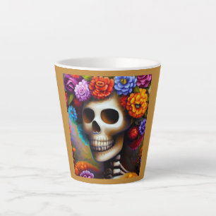 Taza De Café Latte Día de la Calavera del Azúcar Muerto 1