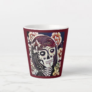 Taza De Café Latte Día de la Calavera del Azúcar Muerto 2