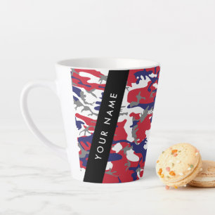 Taza De Café Latte Día de la Independencia Camuflaje Su nombre Person