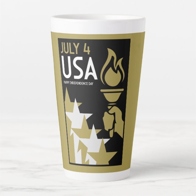Taza De Café Latte Día de la Independencia de Estados Unidos (Anverso)