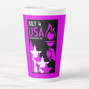Taza De Café Latte Día de la Independencia de Estados Unidos
