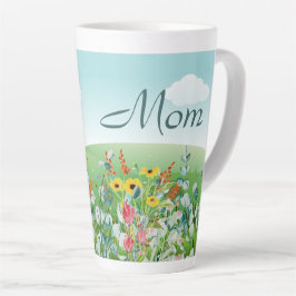 Taza De Café Latte Día de la Madre en el Jardín de Flores Silvestres 