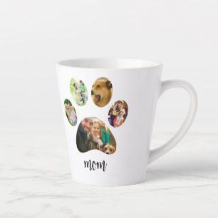Taza De Café Latte Día de la Madre Perro mamá collage de fotos de i
