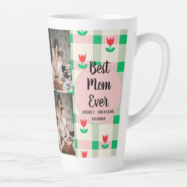 Taza De Café Latte Día de la Madre personalizado, regalo de flores de (Derecha)