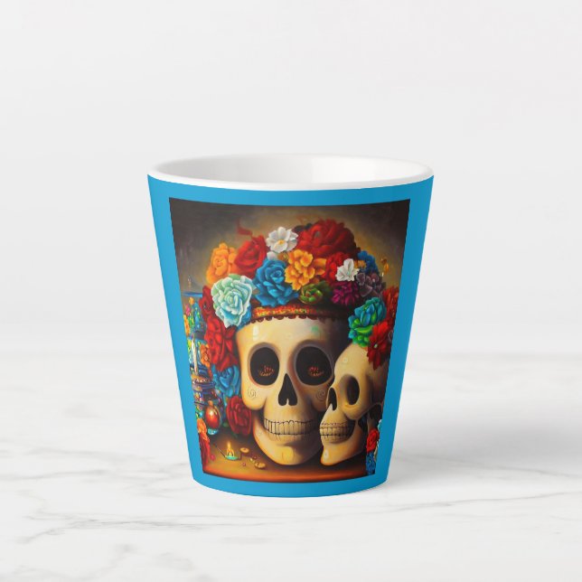 Taza De Café Latte Día de los muertos (Anverso)