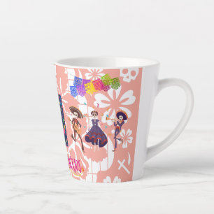 Taza De Café Latte Dia De Los Muertos Band Mug (naranja)