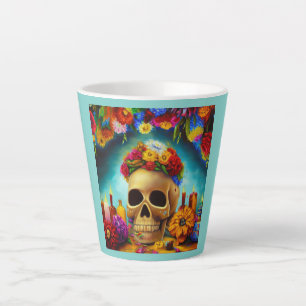 Taza De Café Latte Día de los Muertos de Ofendra 6