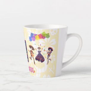 Taza De Café Latte Dia De Los Muertos Latte Mug (amarillo)