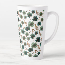 Taza De Café Latte Día de San Patricio Musical Trébol