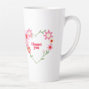 Taza De Café Latte Día de San Valentín corazón floral lindo