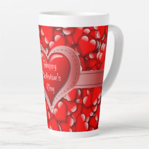 Taza De Café Latte Día de San Valentín Corazón Rojo de Amor