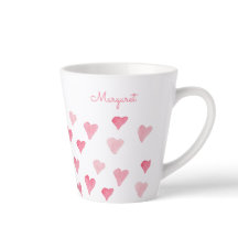 Día de San Valentín de Corazones de Acuarela Rosa 