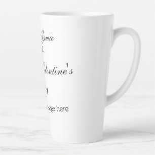 Taza De Café Latte día de San Valentín feliz nombre fecha mensaje sim