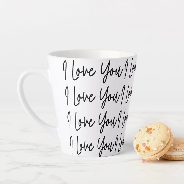 Taza De Café Latte Día de San Valentín Simple Moderno Te Amo (In situ)