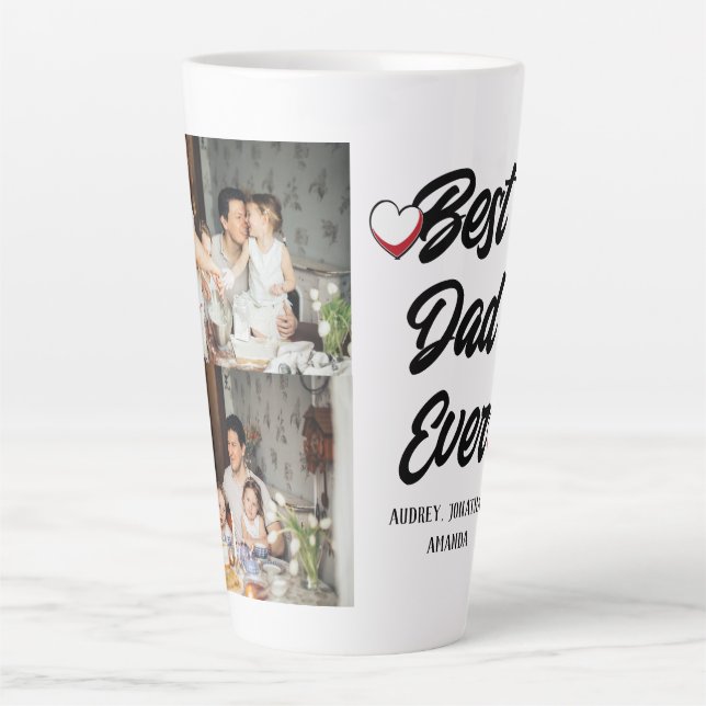Taza De Café Latte Día del padre personalizado, dos regalos de collag (Anverso)