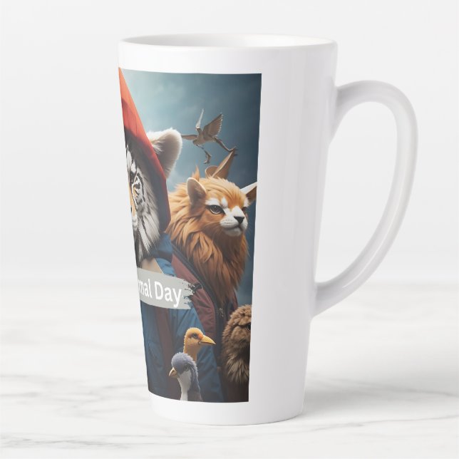 Taza De Café Latte Día Mundial de los Animales (Derecha)