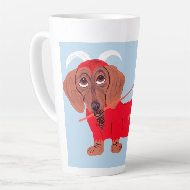 Taza De Café Latte Diablo Dachshund (Ángulo izquierdo)