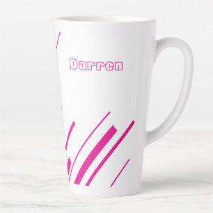Taza De Café Latte Diagonales - Magenta y blanco