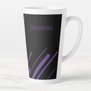 Taza De Café Latte Diagonales - Púrpura y Negro