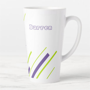 Taza De Café Latte Diagonales - Verde Lima y Púrpura