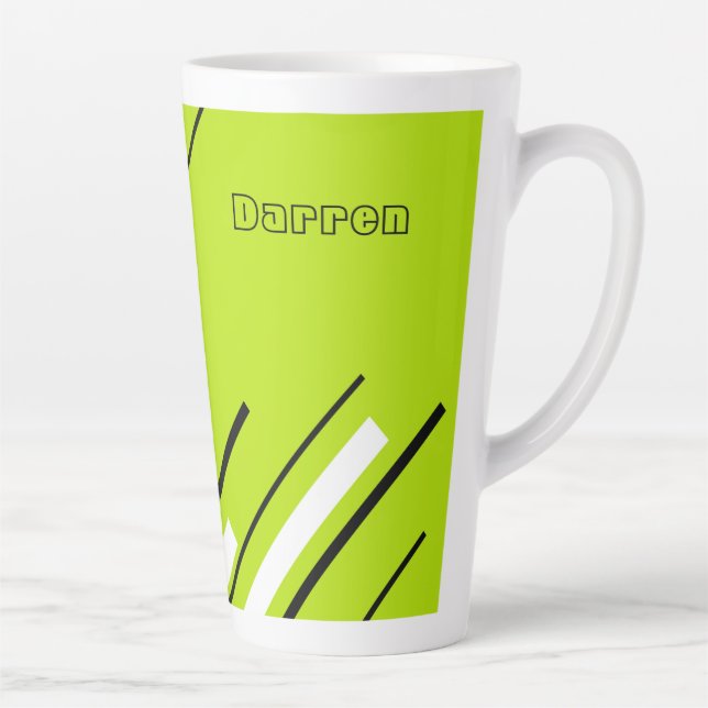 Taza De Café Latte Diagonals - Lime Green (Derecha)