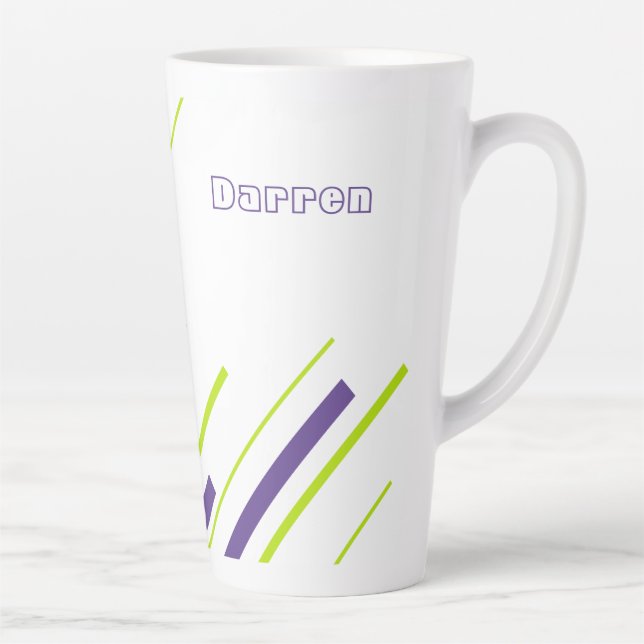 Taza De Café Latte Diagonals - Lime Green y Purple (Derecha)