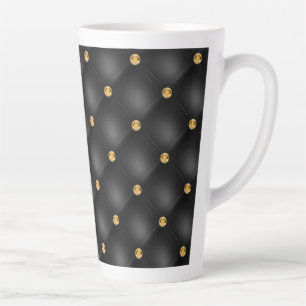 Taza De Café Latte Diamante de oro negro colgado latte Mug