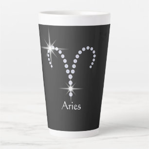 Taza De Café Latte Diamantes Brillantes Símbolo de Aries 