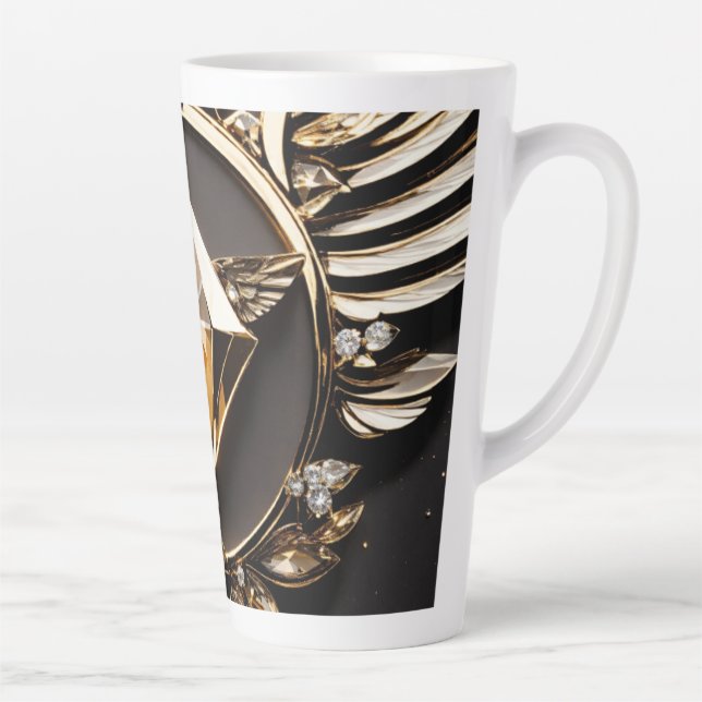 Taza De Café Latte **"Diamond Elegance: Luxe Latte Mug"** (Derecha)