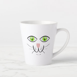 Taza De Café Latte Dibujo Animado Cara Divertida Gato-29034