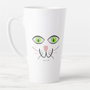 Taza De Café Latte Dibujo Animado Cara Divertida Gato-29034