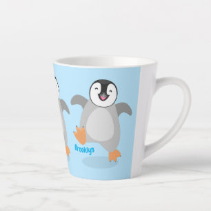 Taza De Café Latte Dibujo animado de adorable polluelo de pingüino em