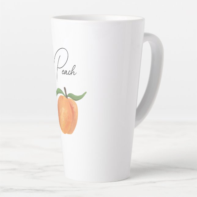 Taza De Café Latte Dibujo de fruta melocotón pintado lindo  (Ángulo derecho)