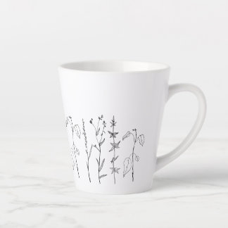 Taza De Café Latte Dibujo de líneas botánicas Minimalistas