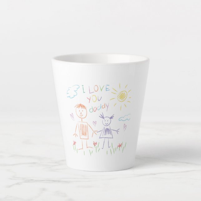 Taza De Café Latte Dibujo de niño papá Latte Mug (Anverso)