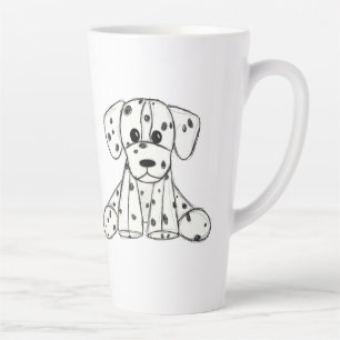 Taza De Café Latte Dibujo de perro de peluche dálmata contorno simple