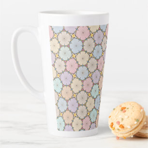Taza De Café Latte Dibujo de rebanadas de madera pastel