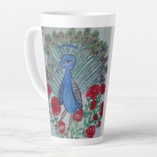 Taza De Café Latte Dibujo de rosa de amor de pavo real