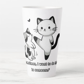 Taza De Café Latte Dibujo divertido de un gato siamés dando una patad