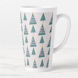 Taza De Café Latte Dibujos de Árboles Lindos Rosa Verde