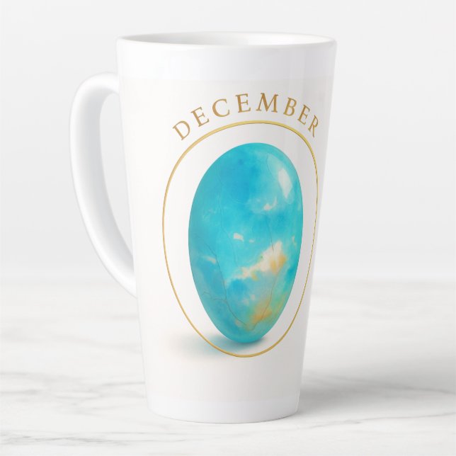 Taza De Café Latte 🔹 Diciembre Birthstone Magic - Blue Topaz Crystal (Ángulo izquierdo)