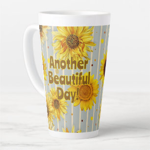 Taza De Café Latte Diciendo hermoso día de girasoles