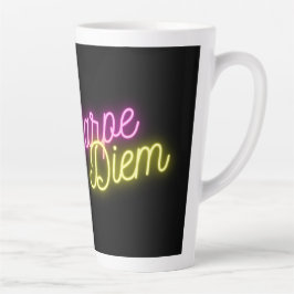 Taza De Café Latte Diem de pepino rosado y amarillo neón
