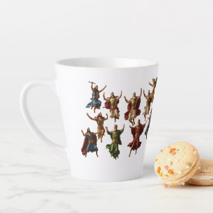 Taza De Café Latte Diez Señores Saltando El Vector de los Diez Mandam