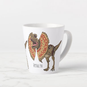 Taza De Café Latte Dilophosaurus cartoon illustration
