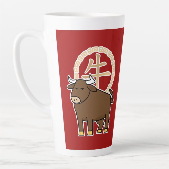 Taza De Café Latte Dinero afortunado del bull lunar chino de año nuev (Izquierda)